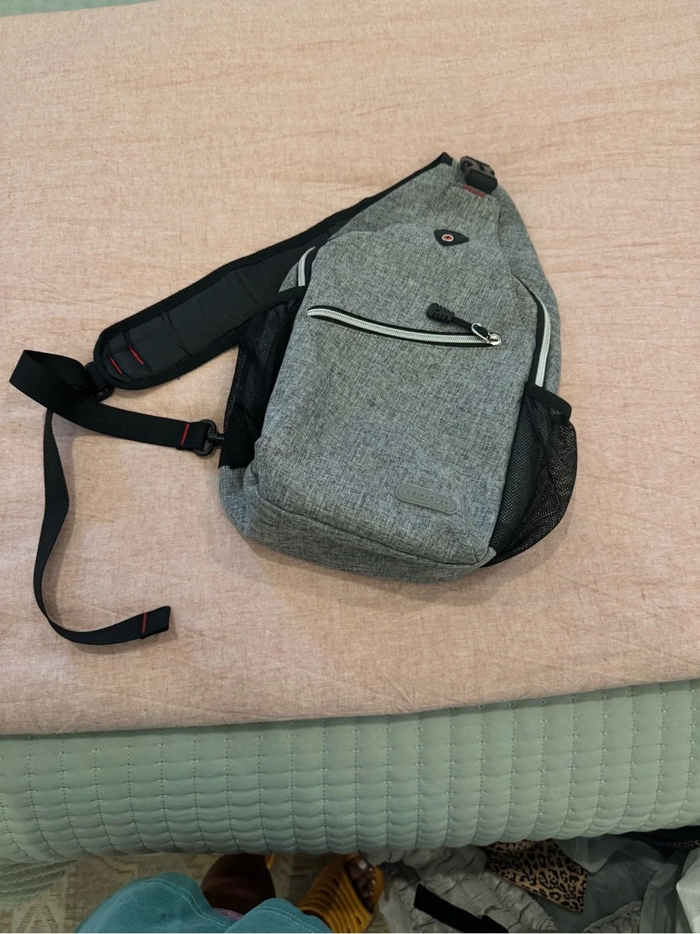 Men's Grey Sling Backpack - Compact Crossbody Daypack